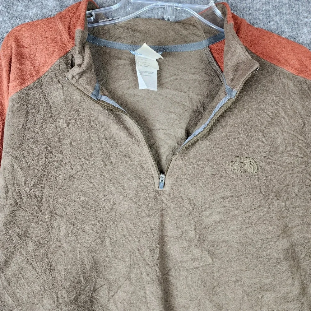 The North Face Pullover Mens XL TKA 100 Brown Orange Quarter Zip Fleece EUC